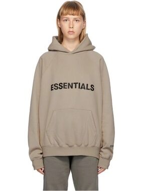 FEAR OF GOD Essentials Beige Unisex Hoodie Sweatshirt